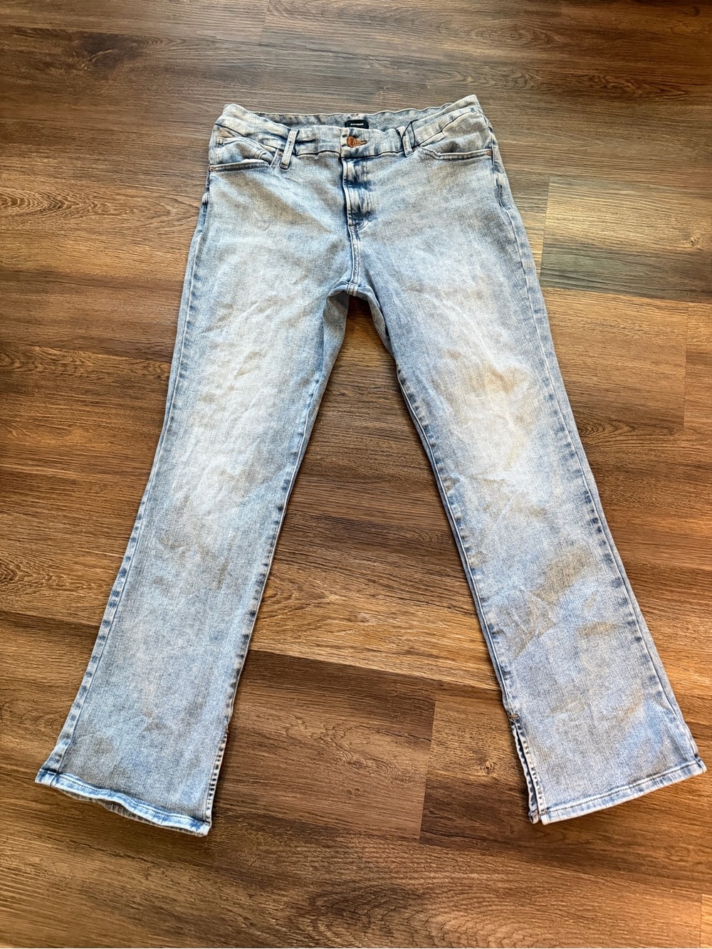Express Light Wash Flare Jeans - Pale Blue